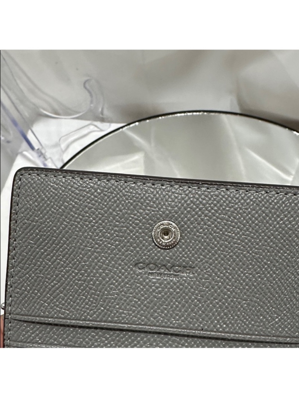 NWT coach metallic silver gray snap wallet signature coach - Picture 7 of 8
